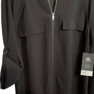 3/4- long sleeve zipper blouse